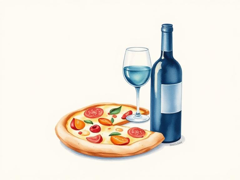 Noite de pizza e vinho